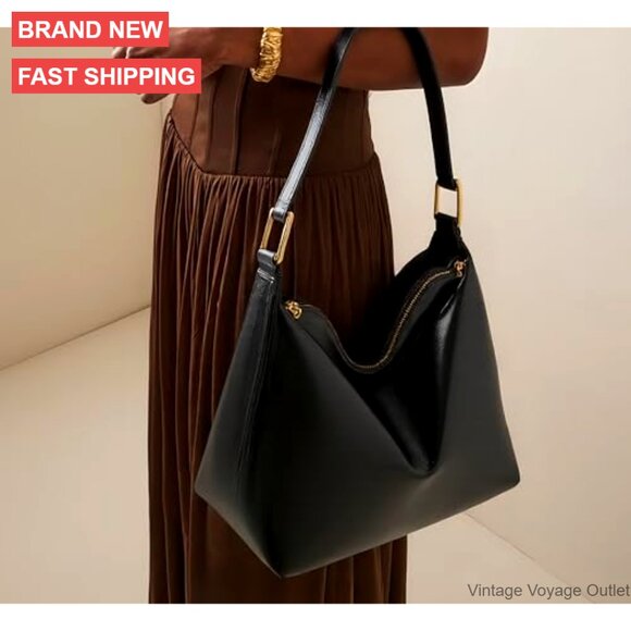 Genuine Leather Hobo Bag Crossbody Shoulder Purse Adjustable Strap Zipper - Picture 4 of 7